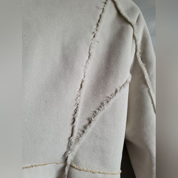BEBE FAUX SUEDE FAUX SHEARLING Afghan Style Cream Jacket Size M - Picture 8 of 15